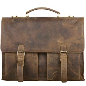 STILORD Vintage Lehrertasche Aktentasche Herren Damen Bürotasche Hauptfach für 15.6 Zoll Laptop Umhängetasche groß Leder braun