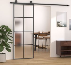 vidaXL Schiebetür mit Beschlag 76x205 cm ESG-Glas & Aluminium