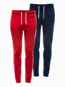 Ombre Herren Hose Jogginghose Sport Joggerhose Set 2-er Pack Hosenset Eifarbig, mix Farben, Gr. S-XXL, Rot-Dunkelblau L