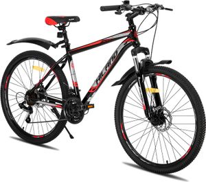 Hiland Mountainbike MTB 26 Zoll mit Aluminiumrahmen Scheibenbremse Speichenräder Jugendliche Herr Damen Fahrradrad, Studenten-Pendlerfahrrad