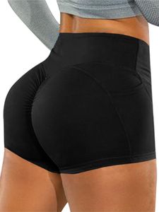 Sexydance  Yoga-Shorts Mit Hoher Taille Für Frauen, Die Sport-Stretch-Hotpants Tragen, Schnell Trocknend,Farbe: Schwarz,Größe:S