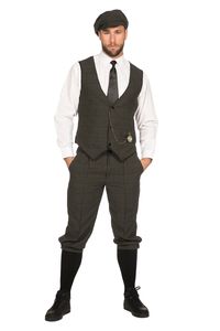 20er Jahre Peaky Blinders Anzug Knickerbocker Herren Kostüm Oliv-Schwarz, Größe:60