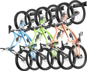 Stojak na rowery VEVOR, 6 stojaków na rowery i 5 haków na kask, uchwyt ścienny do przechowywania rowerów, organizer do domu i garażu, regulowany do różnych rozmiarów rowerów, regulowany uchwyt