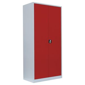 Stahl-Aktenschrank Metallschrank abschließbar Büroschrank Stahlschrank 195 x 92,5 x 50cm Lichtgrau/Rot 530354