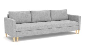 Couch Oslo 210 x 90 mit Schlaffunktion - Schlafsofa mit Bettkasten - Farben zur Auswahl - STOFF Lux 32 Hellgrau