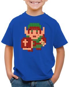 style3 8-Bit Link T-Shirt für Kinder pixel hyrule nes cocolint schwert, Farbe:Blau, Größe:116