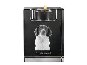 Französischer Spaniel, Epagneul Français - Kerzenhalter mit Hundefoto, Teelichthalter aus Kristall, personalisiertes Geschenk der Marke Art-Dog