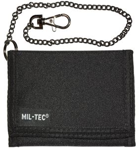 MIL-TEC® Geldbeutel Geldbörse Klettverschluss Sicherheitskette Schwarz