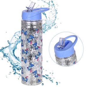 Disney Lilo und Stitch Trinkflasche mit Strohhalm, transparent 550ml