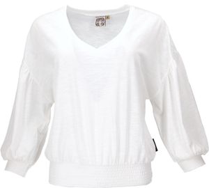 Weites Basicshirt aus Bio-Baumwolle mit Pluderärmeln - Weiß, Damen, Baumwolle(Bio), Größe: L
