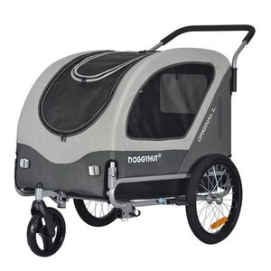 DOGGYHUT Large Fahrradanhänger & Hundebuggy 2 in 1 für Hunden bis 35kg Hundeanhänger Jogger Hundewagen mit Feststellbremse