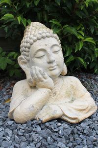 Gartenfigur Buddha Büste Buddhafigur Shabby Chic 35x35x25cm Gartenstatue 35x 25 cm Gartendekoration, Skulptur