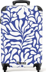 NoBoringSuitcases.com Hartschalen Handgepäck Koffer 55x35x20 cm, 36L, Abstrakte Drucke für Frauen: Blau mit weißen Blumen, Reisekoffer mit 4 Rollen NoBoringSuitcases.com Hartschalen Handgepäck Koffer 55x35x20 cm, 36L, Abstrakte Drucke für Frauen: Blau mit weißen Blumen, Reisekoffer mit 4 Rollen