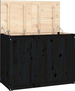 vidaXL Wäschetruhe Schwarz 88,5x44x66 cm Massivholz Kiefer