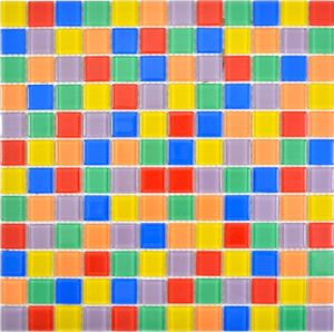 Mosani MOS63-1234, Mosaik, Glas, Mehrfarbig, Indoor, Rechteck, 300 mm