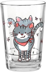 montana Trinkglas :kids Katze, Kinderbecher, Kalk-Natron-Glas, Mehrfarbig, 210 ml, 021085