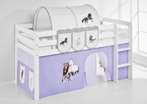 Vorhang Pferde Lila Beige - für Hochbett, Spielbett und Etagenbett - LILOKIDS