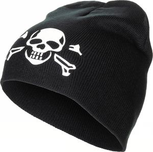 MFH Strickmütze, "Beanie", Totenkopf, fein gestrickt, schwarz