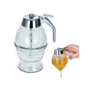 ORION Glas Spender Dispenser für Honig Sirup Honig-Dosierer mit Untersatz Speicher Ständer