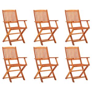 HOMMIE© Outdoor-Stuhl ,Klappbare 6er Set Gartenstühle Massivholz Eukalyptus Relaxsessel Armlehnstuhl & schlichten Design