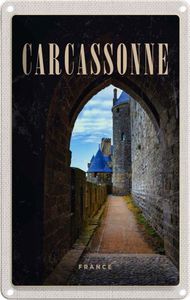vianmo Kovová Nástěnná cedule 20x30 cm Carcassonne France Burg Altstadt