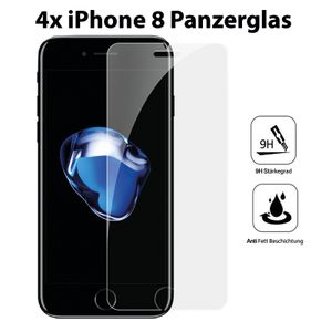4x Iphone 8 Panzerglas Folie - Glas-Folie klar 9H stärke Apple iPhone 8 - Panzerglas Schutzfolie für iPhone 8