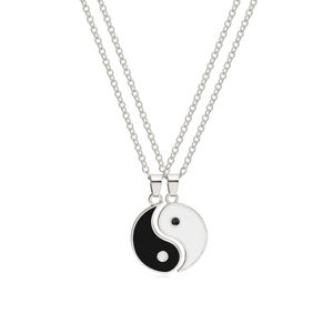 Yin Yang Paar-Halskette mit passenden Anhängern Silber 2 Stk