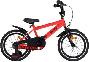 AMIGO Kinderfahrräder Jungen Speeder 16 Zoll 27 cm Jungen Rücktrittbremse Rot/Schwarz