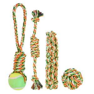 4-teiliges Hundespielzeug-Set aus Baumwolle Seilspielzeug Welpenspielzeug Hundebedarf