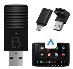 TRADEBIT Bezdrôtový Android Auto MINI adaptér USB-A a Type-C Dongle Box pre Android Smartphone, kompatibilný s 98 % automobilov, estetický dizajn