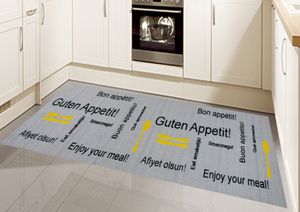 Küchenläufer Küchenteppich Gelläufer waschbar grau gelb schwarz Größe - 67x180 cm