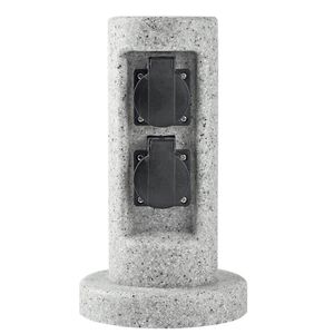 Energieverteiler mit 2 Steckdosen, Stein-Optik, Höhe 27 cm