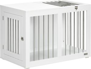 Klietka pre psov Pawhut PawHut - so stolíkom - biela - 80 x 50 x 56,5 cm