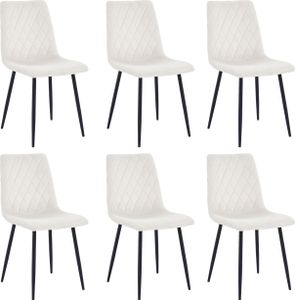 Lina® Elisia Esszimmerstuhl im modernen Design - Samt - Bequemer Stuhl für Ihr Esszimmer, hochwertiger Stoff, ergonomische Form - 6er Set - Creme