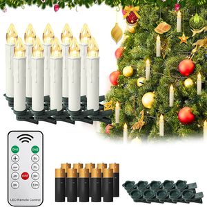 YARDIN LED Kerzen Batteriebetrieben mit Fernbedienung, 50 Stück LED Christbaumkerzen Kabellos Warmweiß Weihnachtsbaumbeleuchtung Weihnachtskerzen Kerzenlichter mit Timer für Weihnachtsdeko