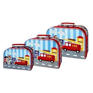Jednoducho pre deti Sada 3-dielnych kufríkov s hasičským vozidlom
