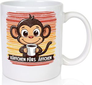 Käffchen fürs Äffchen | Kaffeetrinker | Affe v2 - Tasse Weiß