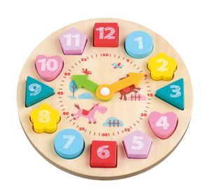 Lelin Toys puzzle-Uhr junior 22 cm Holz 13-teilig, Farbe:Multicolor,Braun