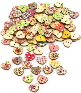 Oblique Unique 100x Holz Knöpfe Herz Knöpfe Buttons Nähen Kleidung Deko Basteln