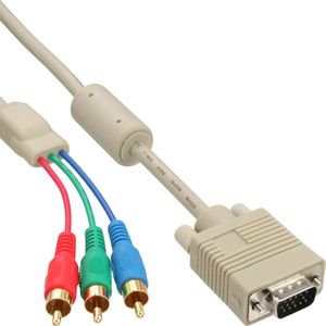 InLine® VGA RGB kábel, VGA konektor na 3x RCA konektor, 2 m