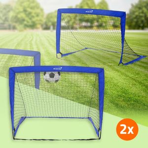 Hauki Fußballtor Set, 120x95x97 cm, Blau, Tore für Kinder & Erwachsene