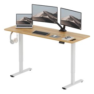 SANODESK Elektrischer Höhenverstellbarer Schreibtisch 160 x 60 cm, Ergonomischer Tischplatte, Steh-Sitz Tisch Computertisch, einfache Montage (Ahorn)