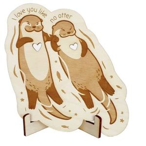 Otter-Karte aus Holz - Personalisierbare Karte zum Aufstellen: Geschenk zum Valentinstag, Geburtstag, Jahrestag