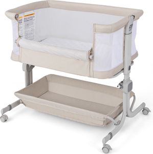 COSTWAY 3 in 1 Beistellbett mit Matratze, Babybett 6 Fach höhenverstellbar für Baby bis 6 Monaten (Beige) COSTWAY 3 in 1 Beistellbett mit Matratze, Babybett 6 Fach höhenverstellbar für Baby bis 6 Monaten (Beige)