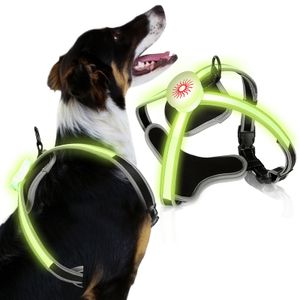 Jiubiaz Postroje pre psov LED Nastaviteľný postroj pre šteňatá Priedušný postroj pre psov S