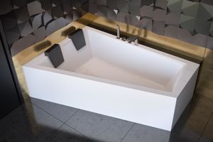 ECOLAM Badewanne Trapez Intima Duo Eckwanne für Zwei 180x125 cm LINKS + Schürze Acryl + 2 Kopfstütze Ablaufgarnitur Füße Silikon GRATIS