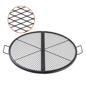 VEVOR Φ 910 x 25 mm X-Marks grilovací rošt, skladací okrúhly grilovací rošt, robustný oceľový grilovací rošt s rukoväťou a podporným X-drôtom, prenosný kempingový riad, čierny