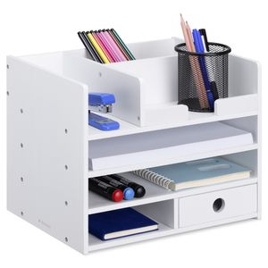 Navaris Schreibtisch Organizer Ablage aus Bambus - 33x24x26cm Ordnungssystem Briefablage aus Holz - für Tisch Büro Schreibtisch - leicht zu reinigen