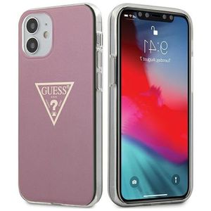 Guess Hardcase Metallic Collection Triangle pink für iPhone 12 Mini 5,4" Cover Hülle