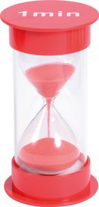 EDUPLAY 120439 Klepsydra 1 min, Ø 6,5 x 12 cm wysokości, czerwona